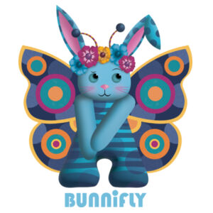 BUNNIFLY BLUE -Maple V-NeckTee Design