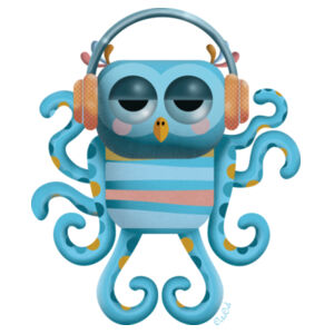 Mellow Octo-Owl -Maple V-Neck Tee  Design