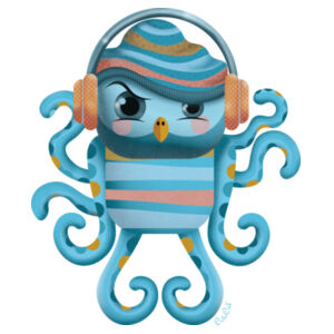Cranky Octo-Owl -Maple V-Neck Tee  Design