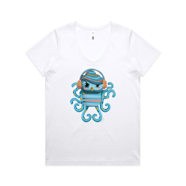 Cranky Octo-Owl -Maple V-Neck Tee  Thumbnail