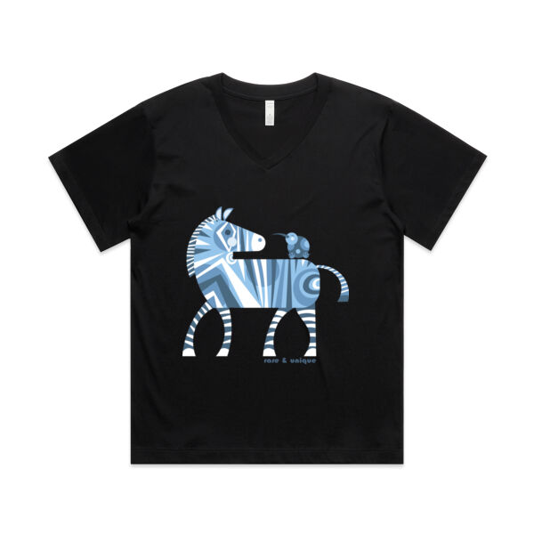 ZEBRA & KIWI BLUE - MARTINA V-NECK TEE Thumbnail
