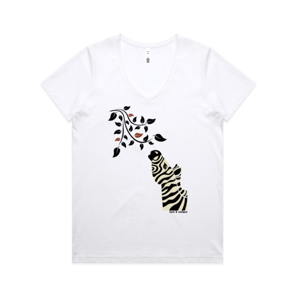 ZEBRA LEAVES - MAPLE V-NECK TEE  Thumbnail